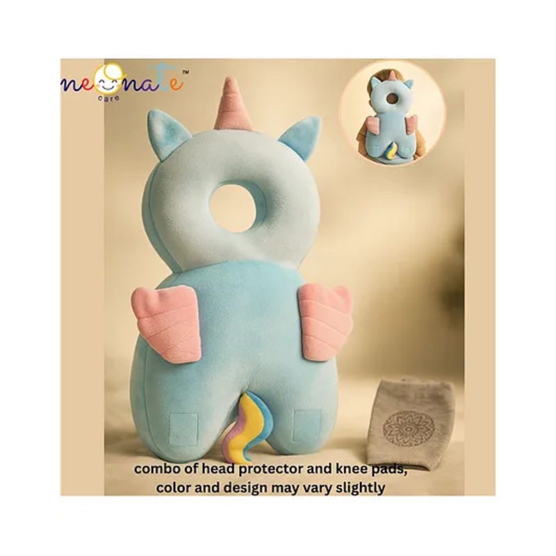 NeonateCare Baby Head Protector & Baby Crawling Safety Pillow Adjustable Toddler Baby Head Protection Cushion Backpack – (Unicorn Head Protector with Knee pads)