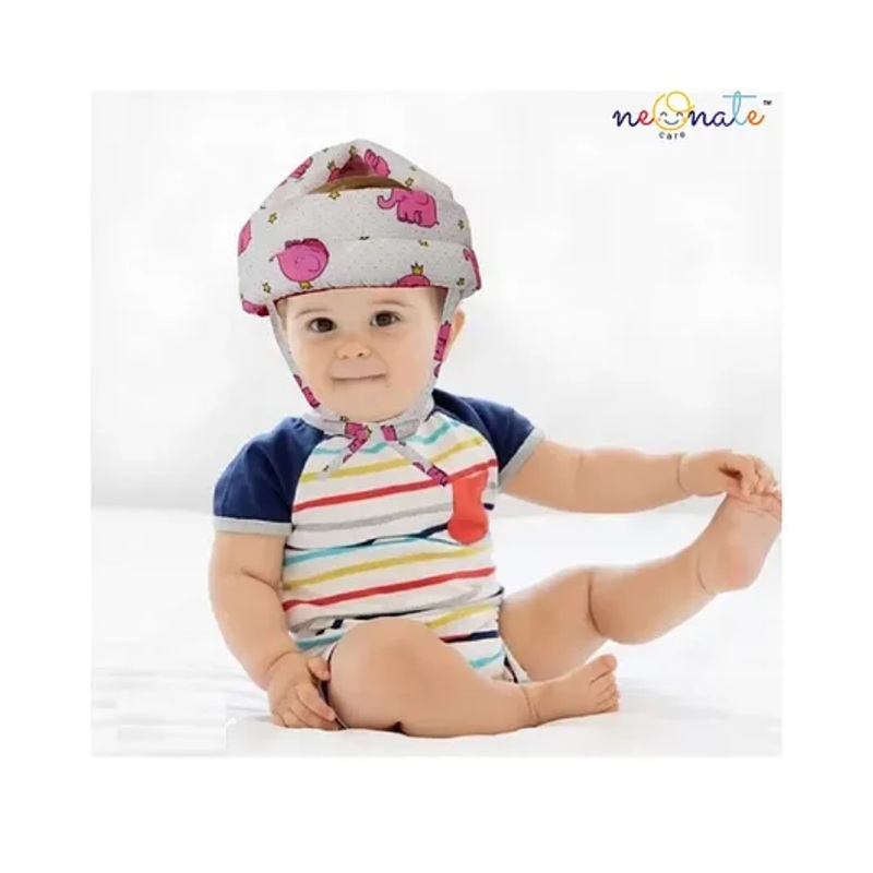NeonateCare Baby Safety Helmet- (Red with Elephant print )