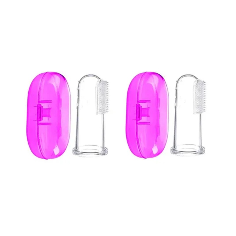 NeonateCare Baby Silicone Soft Bristles Finger Tooth Brush With Tongue Cleaner Back And Travel Protective Case Soft Baby Toothbrush For Babies Oral Hygienic Care (PINK)