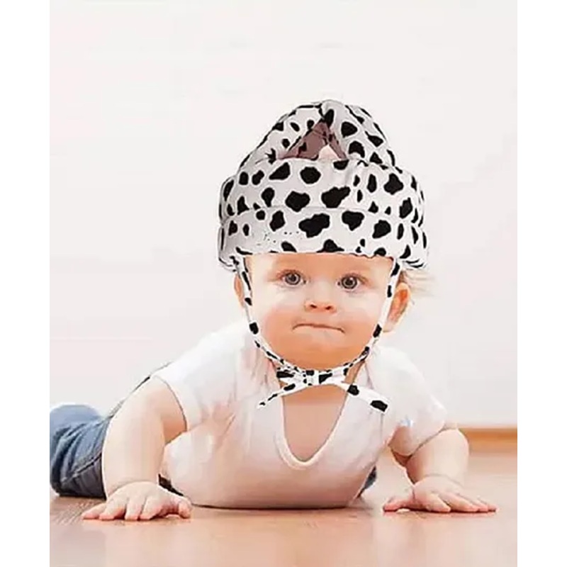 numum Baby Safety Helmet – White with Black Dots (Color and Design may vary)