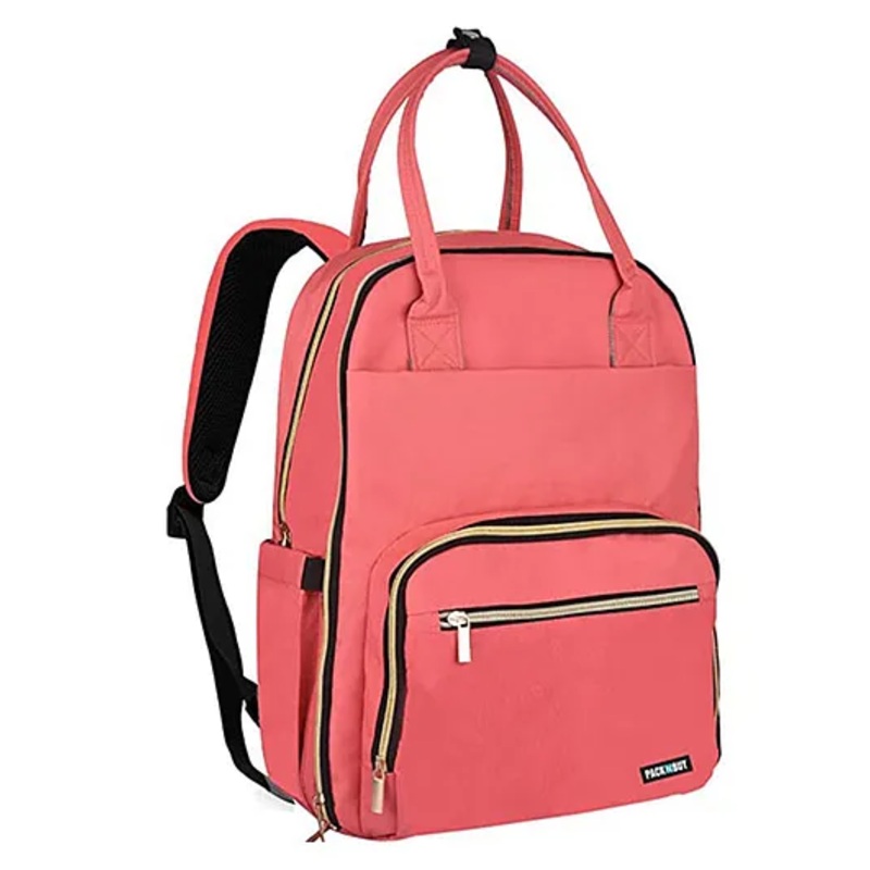 PACKNBUY Diaper Bag Backpack Multiuse Stylish Baby Bag with Two Front Pockets  – Red