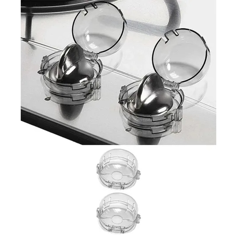 Safe-O-Kid Baby Proof Gas Stove Knob Covers  Transparent, Heatproof, Easy Installation (Pack of 2)