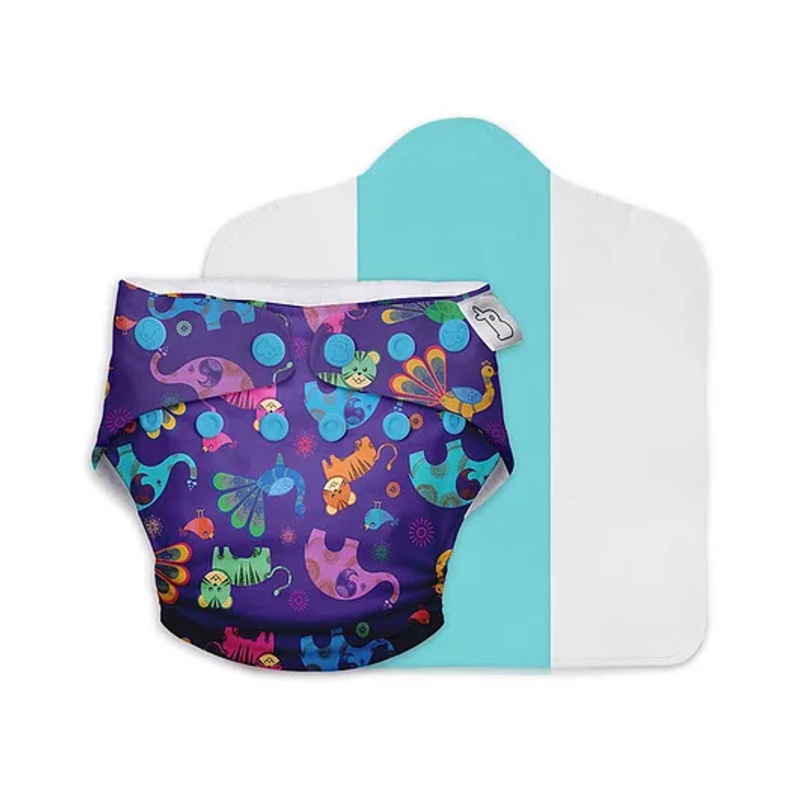 SuperBottoms Freesize UNO Cloth Diaper (3M – 3Y) Reusable with 1 Dry Feel Pad, Absorbs 4-5 Pees – Purple Love