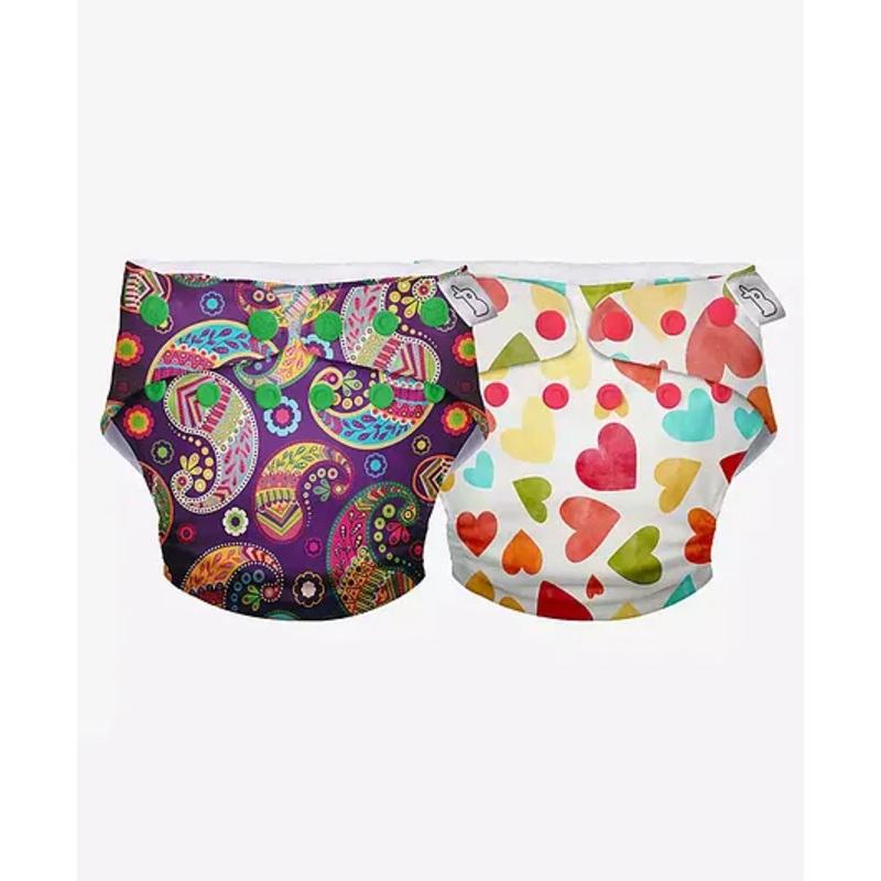 SuperBottoms Swimming Diapers for Babies & Toddlers – Washable, Reusable & Adjustable Swim Diapers | Pack of 2 | Utsav & Baby Hearts