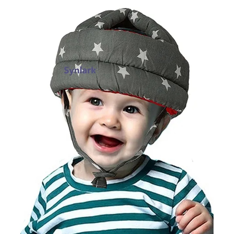 Synlark Baby Printed Cushioned Safety Helmet for Kids – Grey