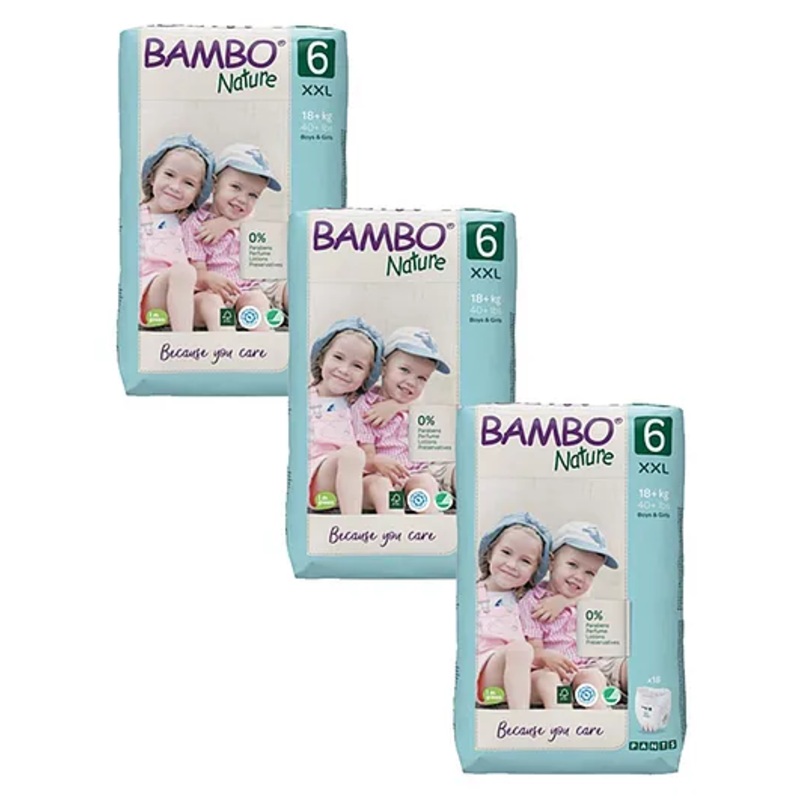 Bambo Nature Eco Friendly Pant Diapers with Wetness Indicator XXL Size Pack Of 3 – 54 Pieces
