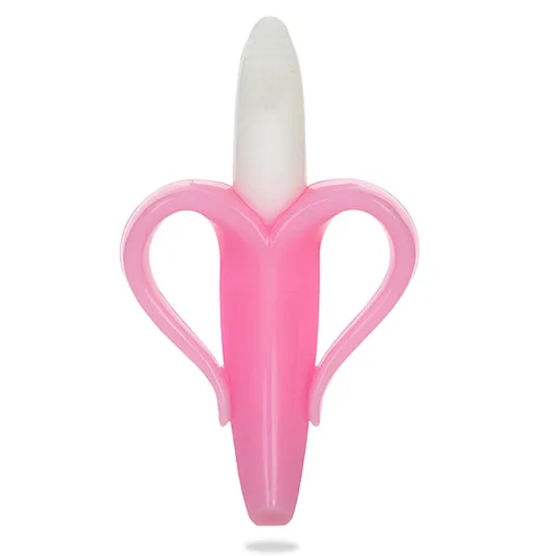 Bembika Teething Toothbrush for Babies Teether for Baby’s With Ultra Soft Bristle – Banana Pink