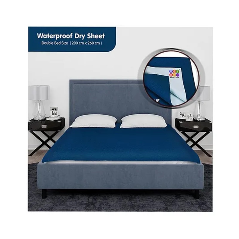 BeyBee Waterproof Rubber Sheet Double Bed Size 260cm X 200cm – Dark Sea Blue