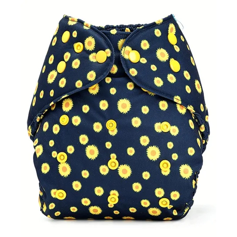 Bumberry Adjustable Reusable Cloth Diaper Cover Sunflower Print – Blue