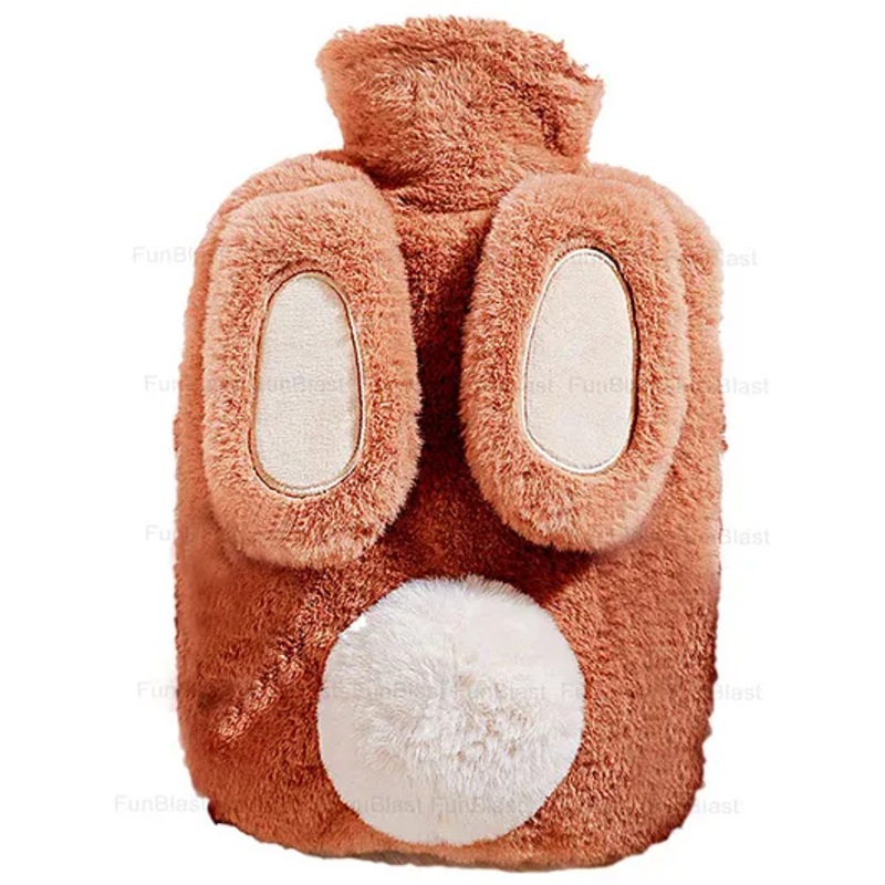 Bunie Cartoon Design Hot Water Bag with Soft Cover – 1000 ml (Brown)