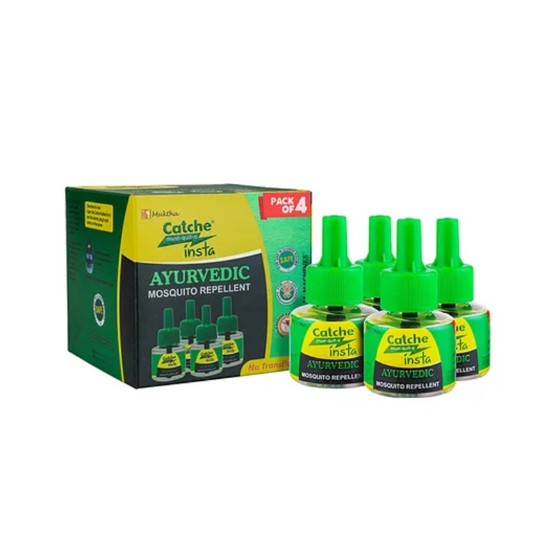 Catche Ayurvedic Mosquito Repellent Refill (Pack of 4 Refills (45ml))