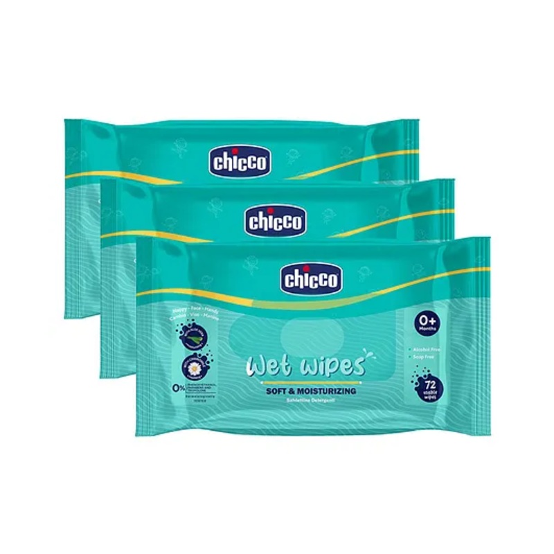 Chicco Soft & Moisturizing Wet Wipes Pack of 3 – 72 each