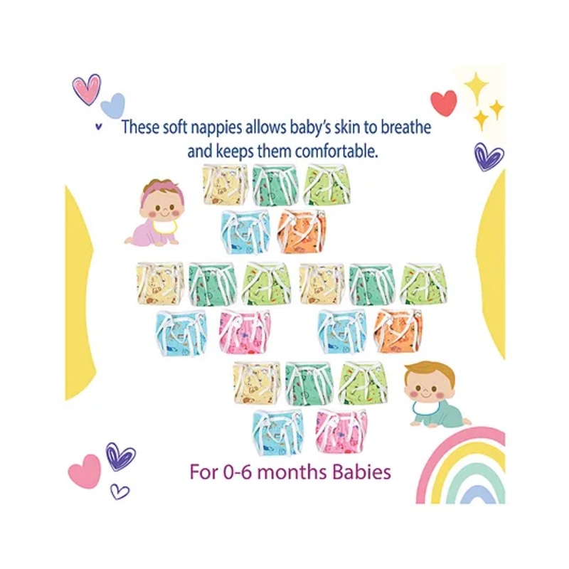 Chirsh Newborn Baby Hosiery Cotton Cloth Single Layer Nappies Pack of 20 pcs – Multi