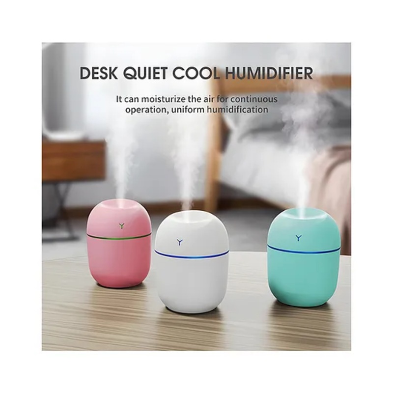 COZY VIBES 220mL Mist Humidifier with Night Light Portable Desk Quiet Cool USB Humidifier Waterless Auto-Off Humidifier for Home Travel Office Bedroom – PACK OF 1 – COLOR MAY VARY