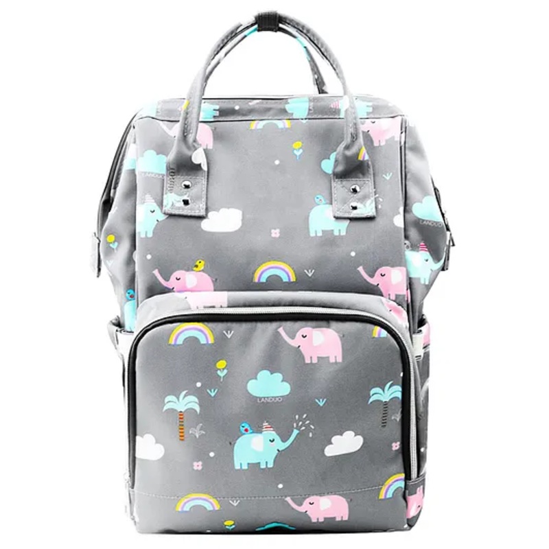 House of Quirk Diaper Bag Maternity Backpack Elephant Print – Grey