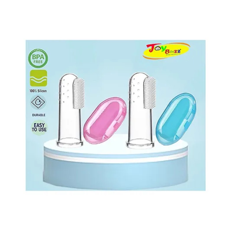 Joy Buzz Baby Silicone Fingure Brush With Case Pack of 2 – White & Blue
