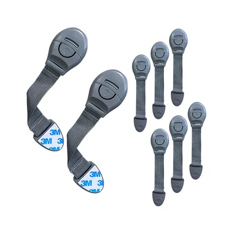 KidDough Furniture Safety Locks for Kids – Pack of 8 Grey, Child Safety Locks for Drawers, Cabinets, Fridge, Cupboard Lock, Baby Proofing Product, Strong and Adhesive Safety Locks