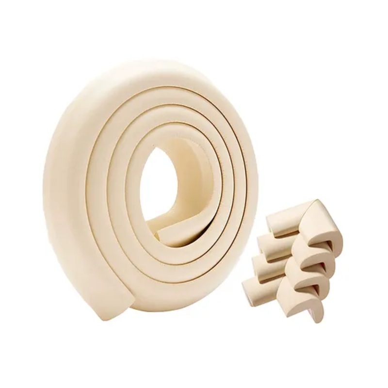 Kids Station Edge & Corner Guards Combo for Baby Safety  2m L-Shape Edge Protector + 4 Corner Guards   (Beige)
