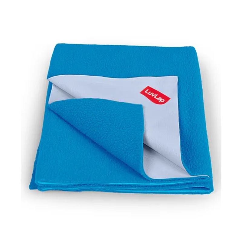 LuvLap Instadry Anti-Piling Fleece Quick Dry Baby Bed Protector Sheet, Waterproof, 100x140cm, Royal Blue, Pack of 1