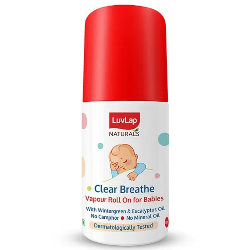 LuvLap Naturals Clear Breathe Vapour Roll-on for babies Dermatologically Tested Formulated with Oil of Wintergreen & Eucalyptus oil No Camphor & Mineral Oil Decongestant for Cough & Cold – 40 ml