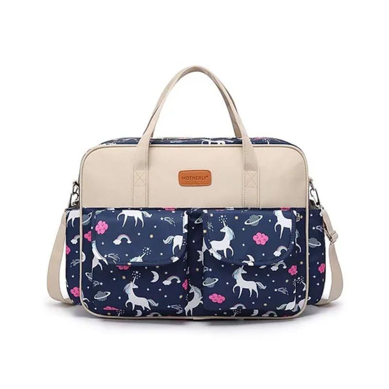 Motherly Grace Tote Diaper Bag for Mothers for Travel with Changing Mat and 6-Month Assurance| Maternity Hospital Bag for Newborn | Water-Resistant Baby Bag for mom-Unicorn Blue