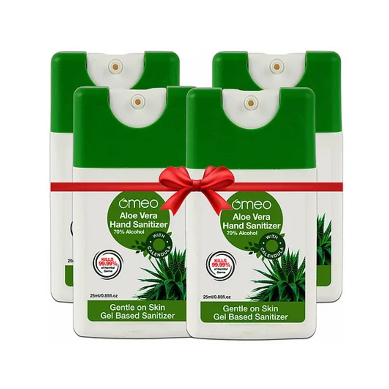 Omeo Aloe Vera Pocket Hand Sanitizer Gel – 25ml (Pack Of 4)