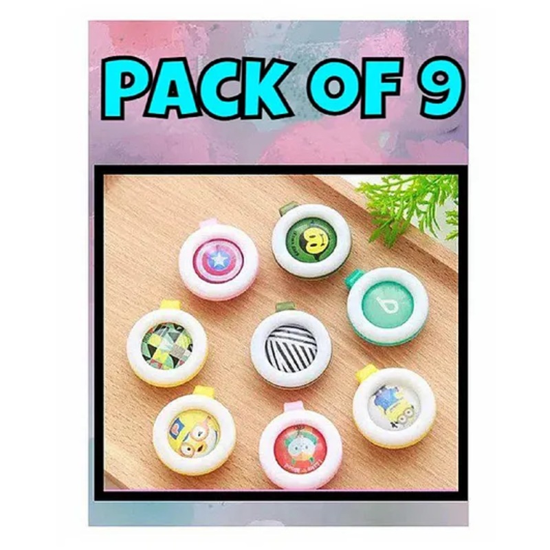 Ortis Reusable Mosquito Repellent Badge Pack of 9 – Colour & Print May Vary