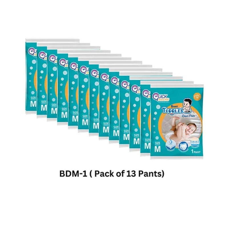 SMART TODDLES Comfy Baby Diaper Pants Ideal For 7-12 kg Combo of 13 with Quick Absorption Technology – M (13 Pieces)