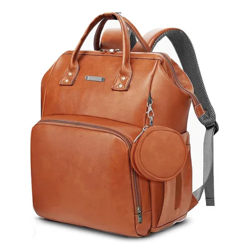 StarAndDaisy Diaper Bag for Mothers with Multi Compartments, Insulated Bottle Pockets, Waterproof, Ultra Vegan Leather, 30L capacity – Brown