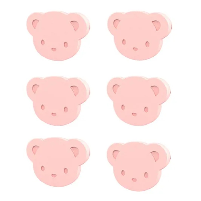 SYGA Children’s Safety Pin Cartoon Bear Baby Slobber Towel Pin Pack of 6 – Bear Pink