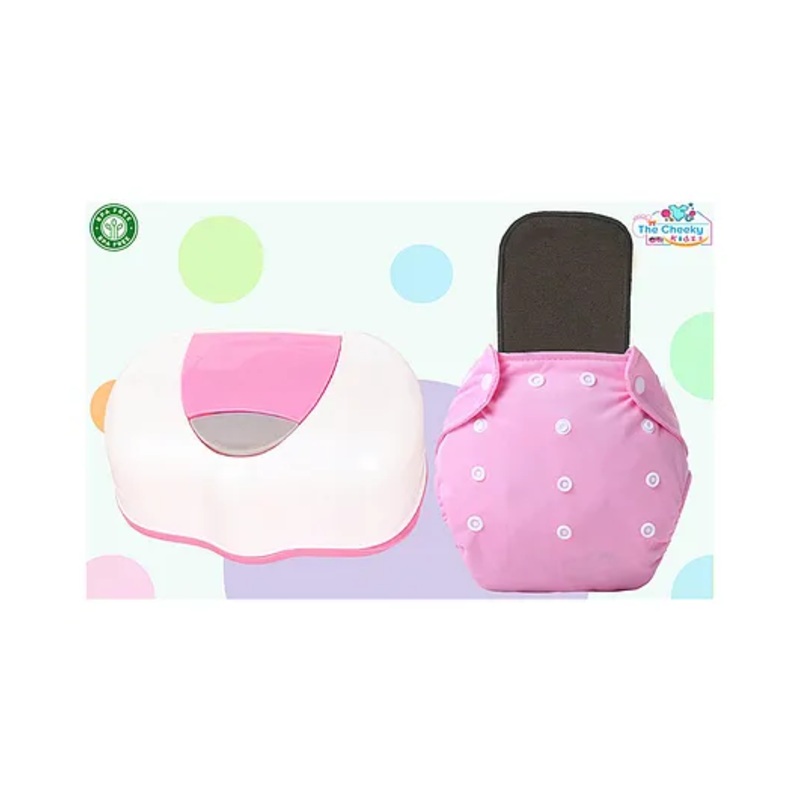 The Cheeky Kidzz Refillable Durable Baby Wet Wipes Storage Box 80 Wet Wipes Container With Wipes Sheet And Essential Diaper Insert (PINK)