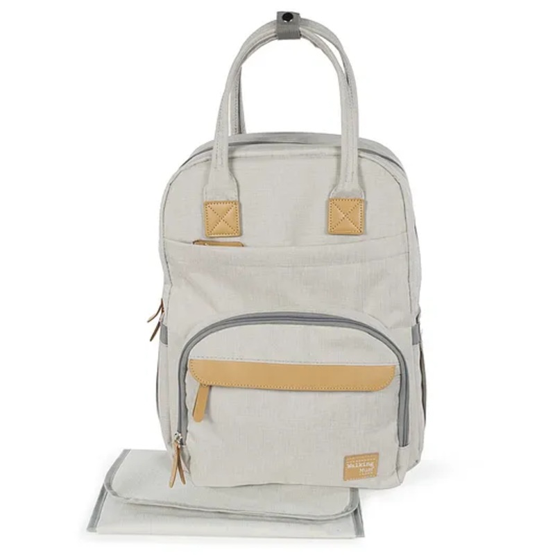 Walking Mum Baby Nature Sand Diaper Changing Bagpack – White