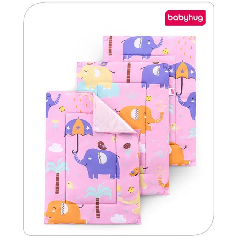 Babyhug Multi Purpose Baby Mat With Elephant Print Set Of 3 – Pink
