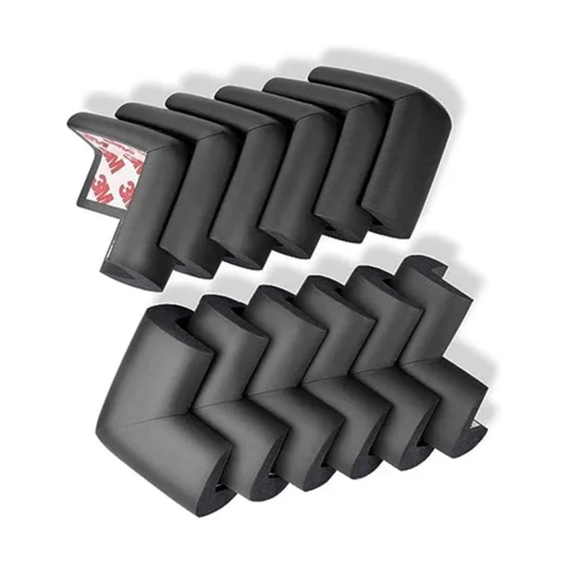 BabyPro Lab Tested Certified (Set of 12) Baby Proofing Corner Protectors with Strong 3M Adhesive, for Sharp Edges of Bed, Table and Furniture (Black)