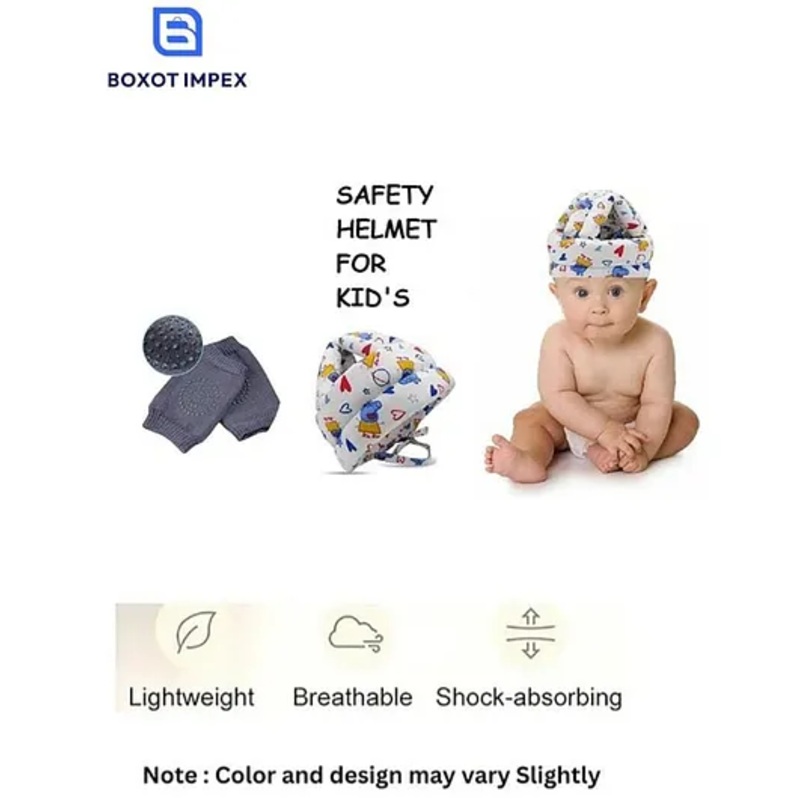 BOXOT IMPEX Adjustable Cushioned Baby Safety Helmet with knee pad (color may vary) HK-2