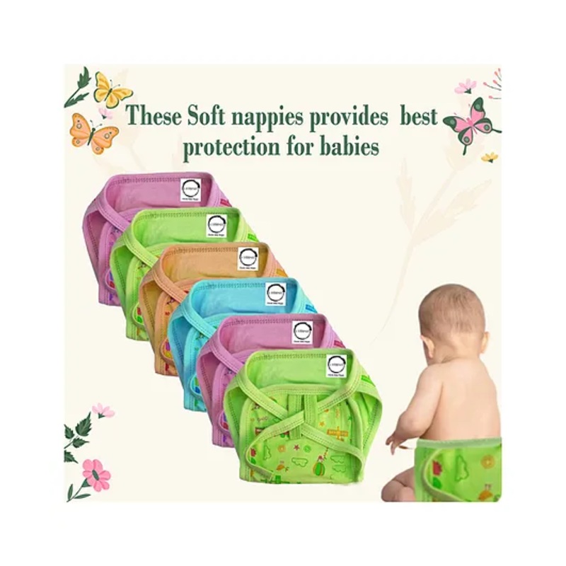 Chirsh Baby Cloth Single Layer Nappies Washable Reusable Diapers Pack Of 10 (0-4 Months) – Multicolor