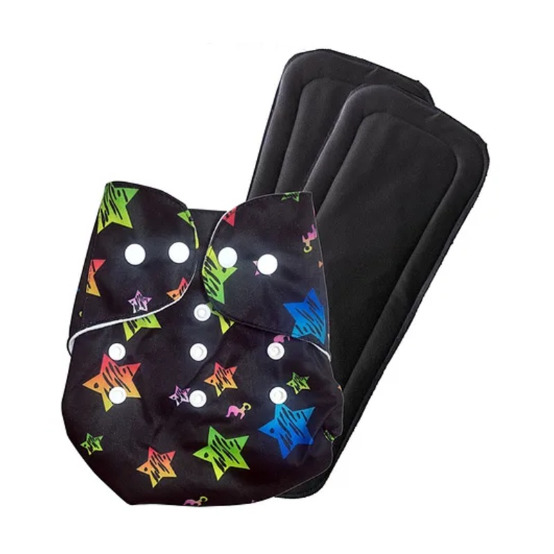 FANTASY INDIA Washable Baby Diaper Premium Cloth Diaper Reusable Adjustable Size  Waterproof Pocket Cloth Diaper Nappie 1 Diaper and 2 Insert Pad – Blue