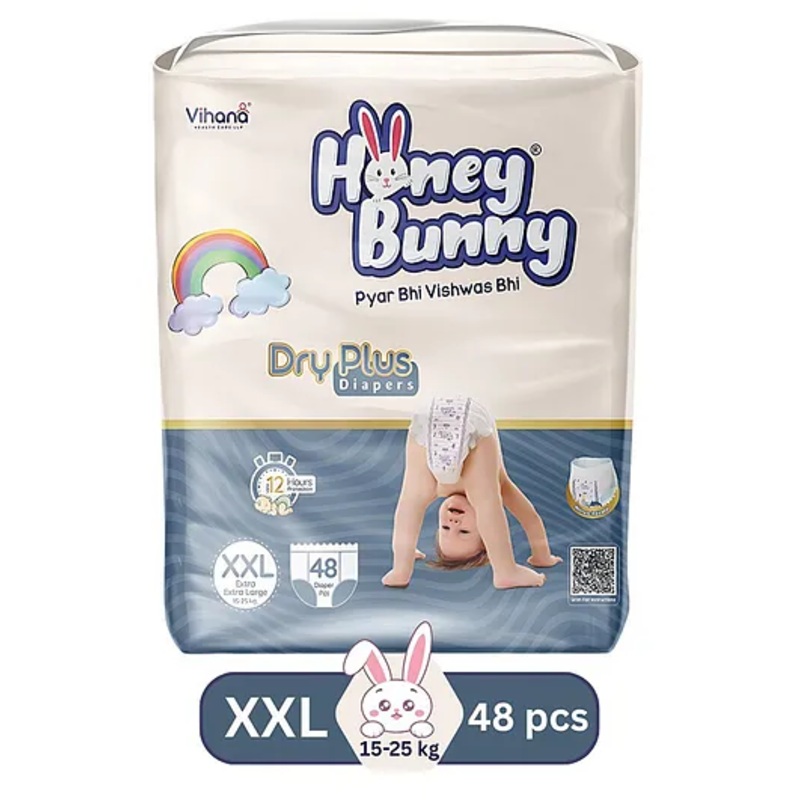 HONEY BUNNY Baby Diaper Pants Super Soft Dry Plus 12 Hour protection – Pack of 48 XXL – XXL