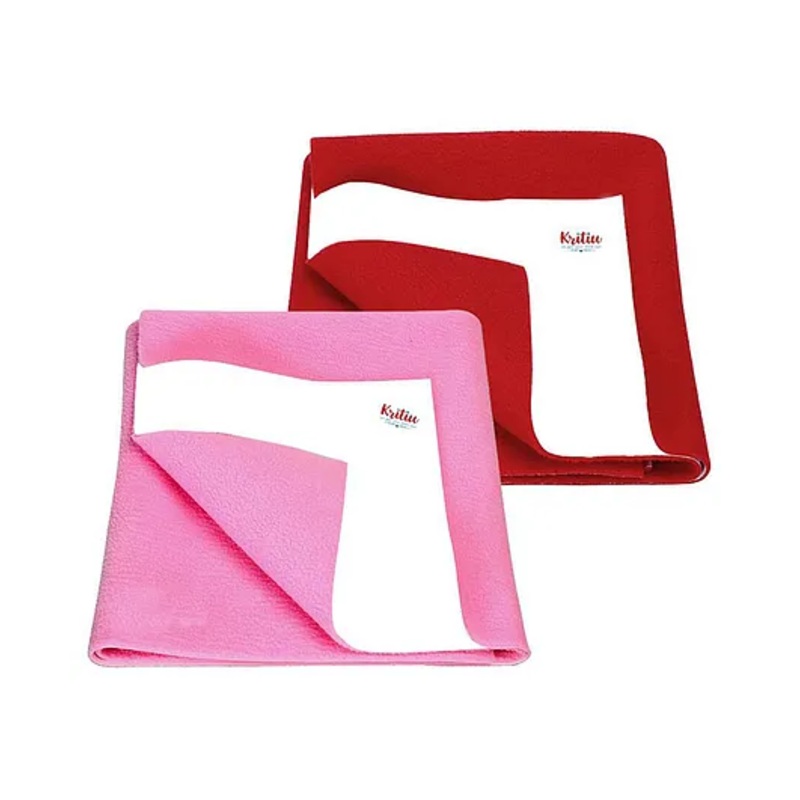 Kritiu Baby Smart Dry Sheet Bed Protector Sheet Size Small Pack Of 2 – Red & Pink