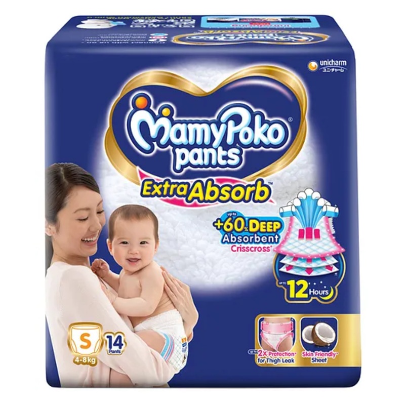 MamyPoko Extra Absorb Pants Style Diapers Small – 14 Pieces