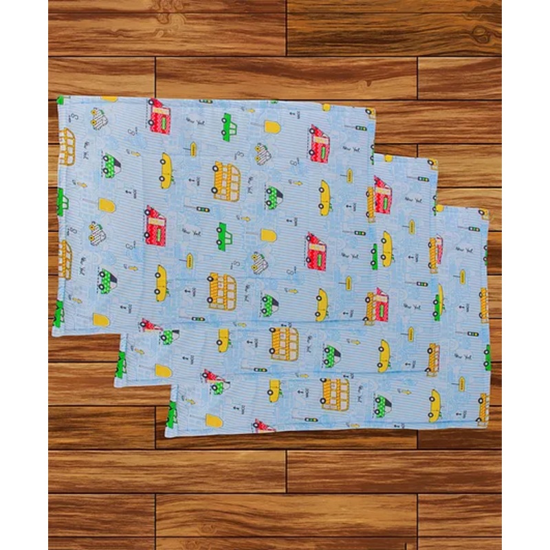 Mittenbooty Diaper Changing Mat Set of 3 with Removable Waterproof Sheet Bus Print- Blue