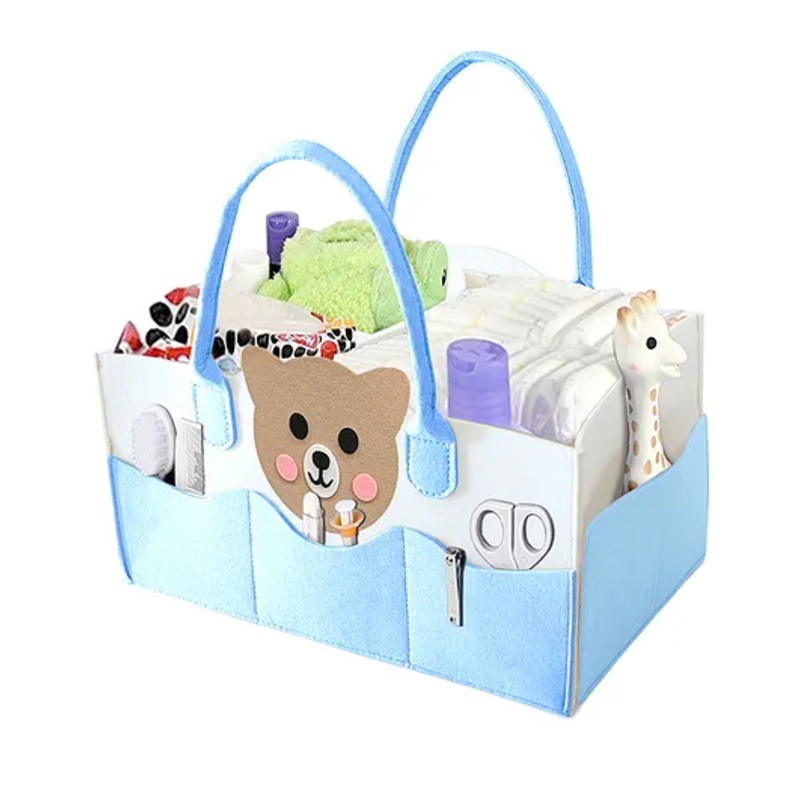 Mom Care Baby Diaper Storage Organizer Nappies Bag For Mother Stylish Storage Bag For All Newborn Baby Products Nursery  Basket- blue