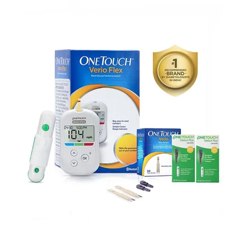 Onetouch Verio Flex Glucometer With 50 Test Strips & 50 Additional Lancets
