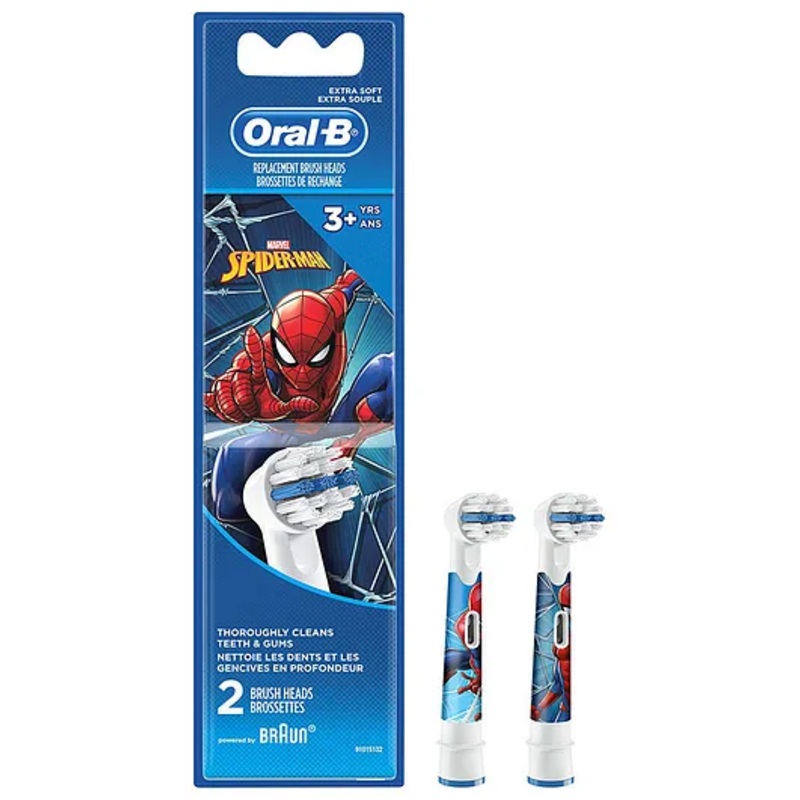 Oral-B Kids Spiderman Electric Brush Heads Pack of 2 – White