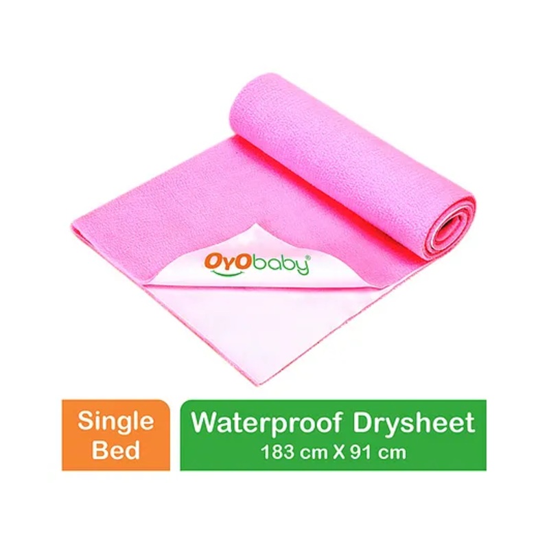 OYO BABY Anti-Piling Fleece Extra Absorbent Instant Dry Sheet, Baby Bed Protector, Waterproof Sheet, Single bed (72 x 36 Inch), Pink