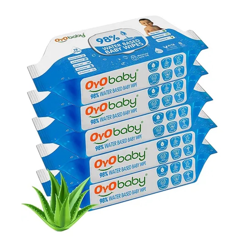 Oyo Baby Wipes Offers Combo Wet Wipes With Lid Water Wipes for Newborn babies Pack of 5 – 360 wipes