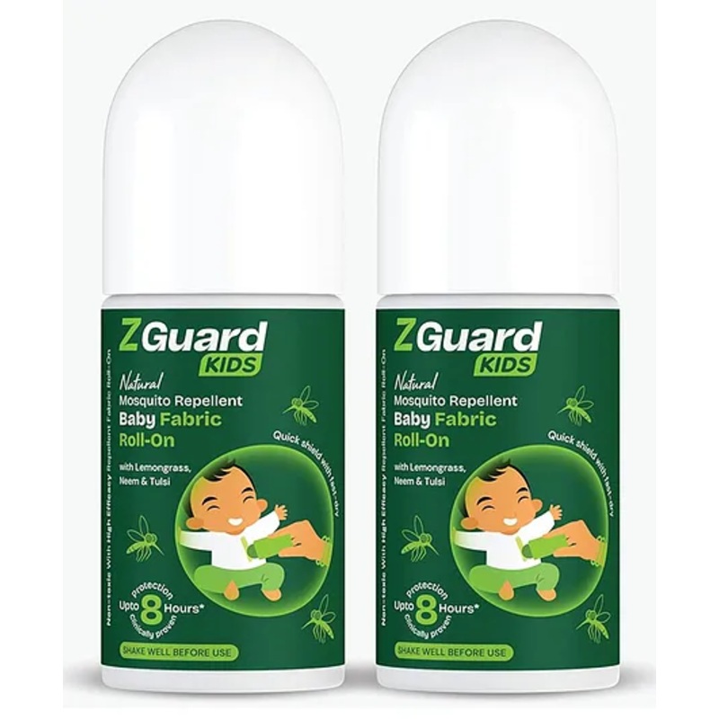 Z Guard Natural Mosquito Repellent Roll-On for Kids & Babies-50ml Pack of two |Fabric Roll-On for Mosquito Bites Protection|Clinically Proven DEET-free|Paediatrician & Dermatologically Tested