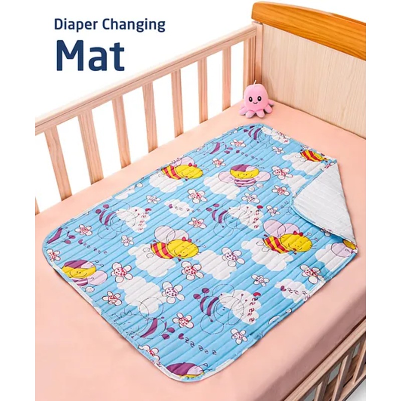 Zoe Multipurpose Waterproof Diaper Changing Mat With Honeybee Print – Blue