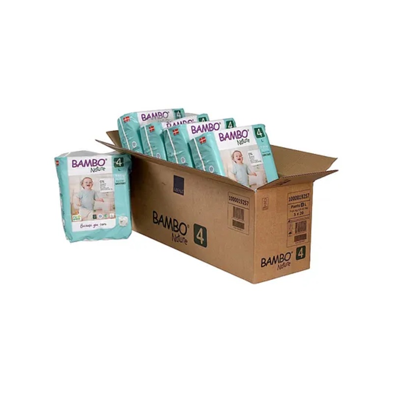 Bambo Nature Eco Friendly Pant Diapers with Wetness Indicator Large Pack of 5 – 20 Pieces Each