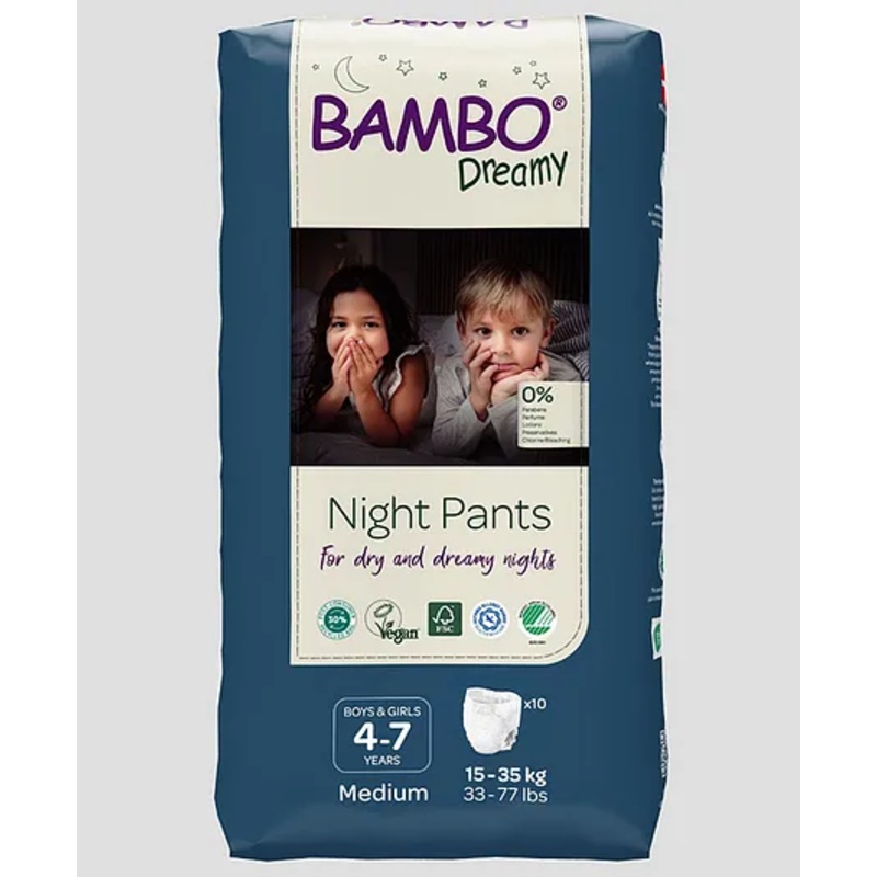 Bambo Nature Skin Friendly Night Pants 4-7 years M Size – 10 Pieces